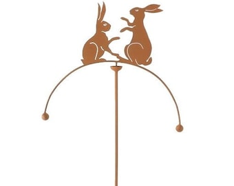 Easter 100 by 40 cm Cast Iron boxing hares Garden Pick balancer hare wind spinner