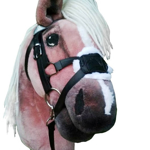Stick horse with realistic eyes and removable bridle Hobby horse for kids Palomino toy horse