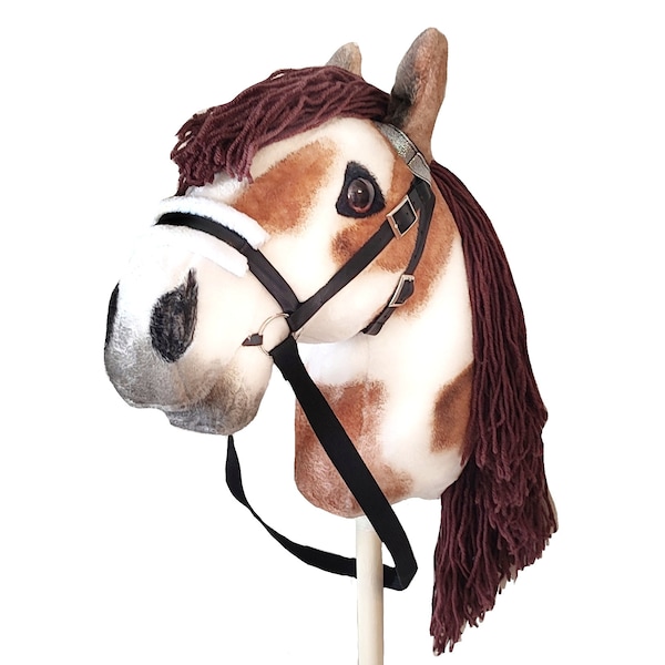 Pinto hobby horse on stick for kids | Realistic hobbyhorse