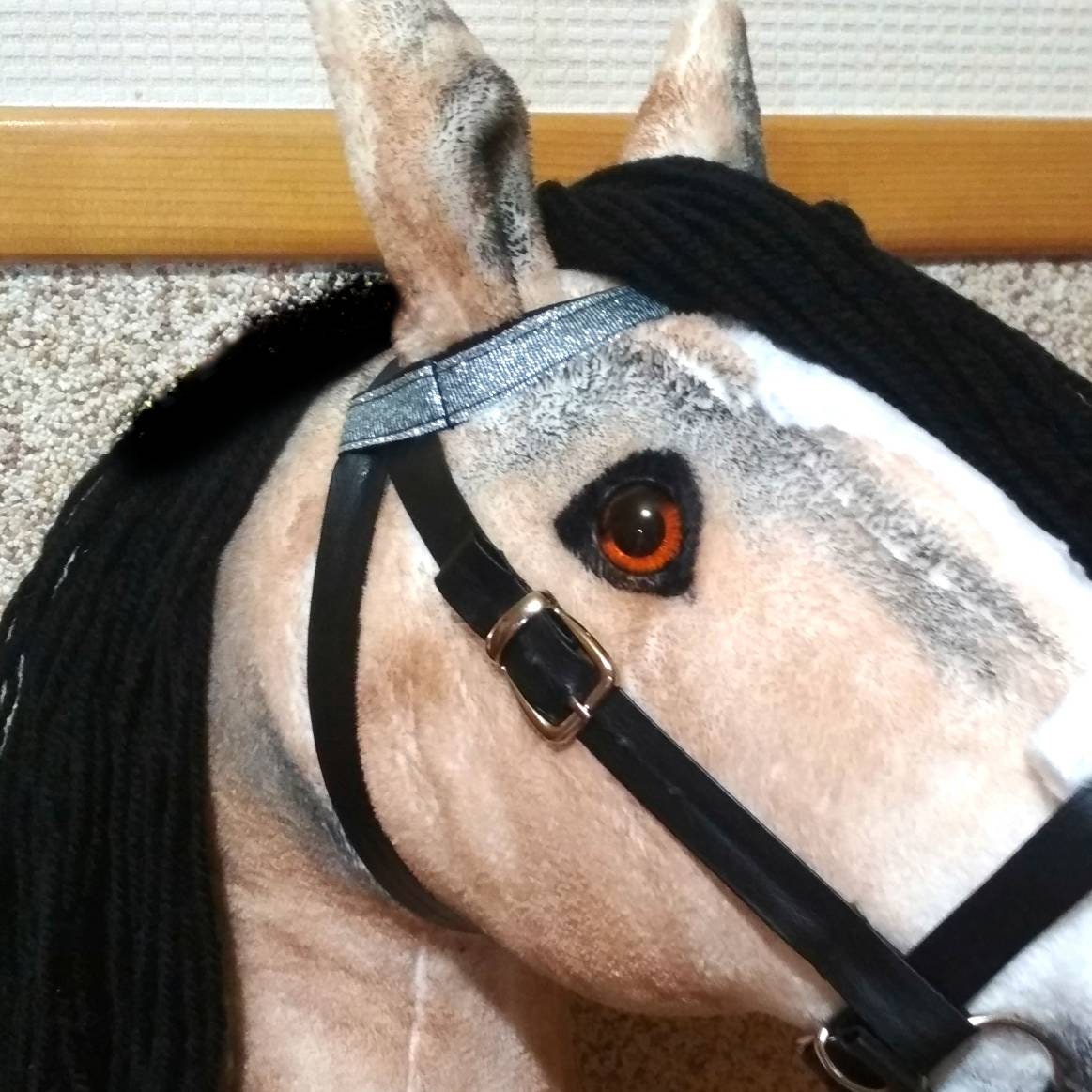 Realistic hobby horse on a stick with bridle Haflinger Etsy