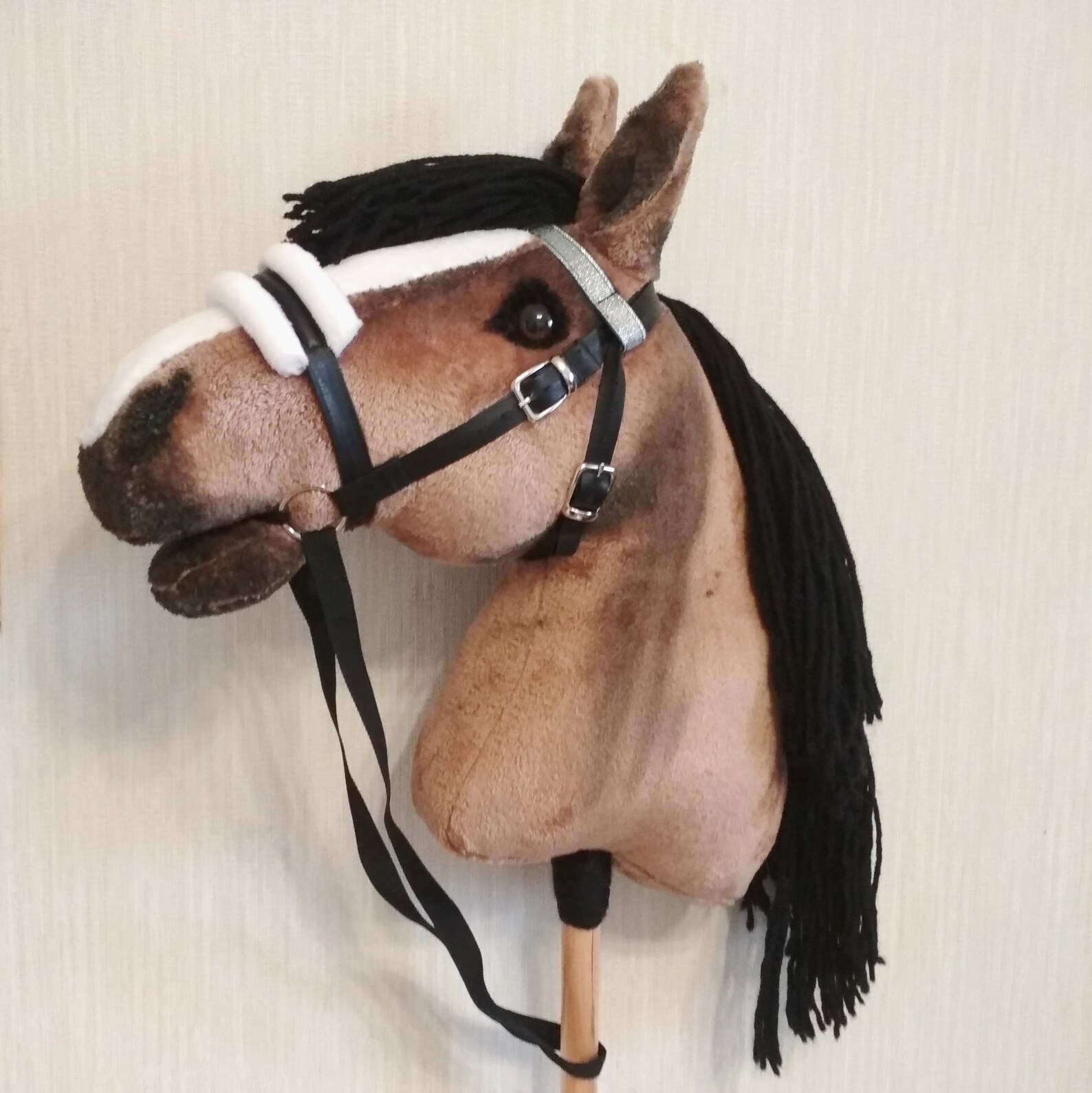 Brown Realistic Hobby Horse on a Stick With Bridle Bay Etsy