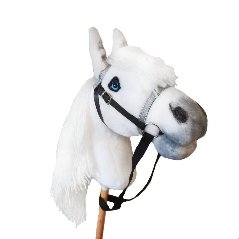 White Hobby Horse on a Stick With Realistic Blue Eyes and Etsy