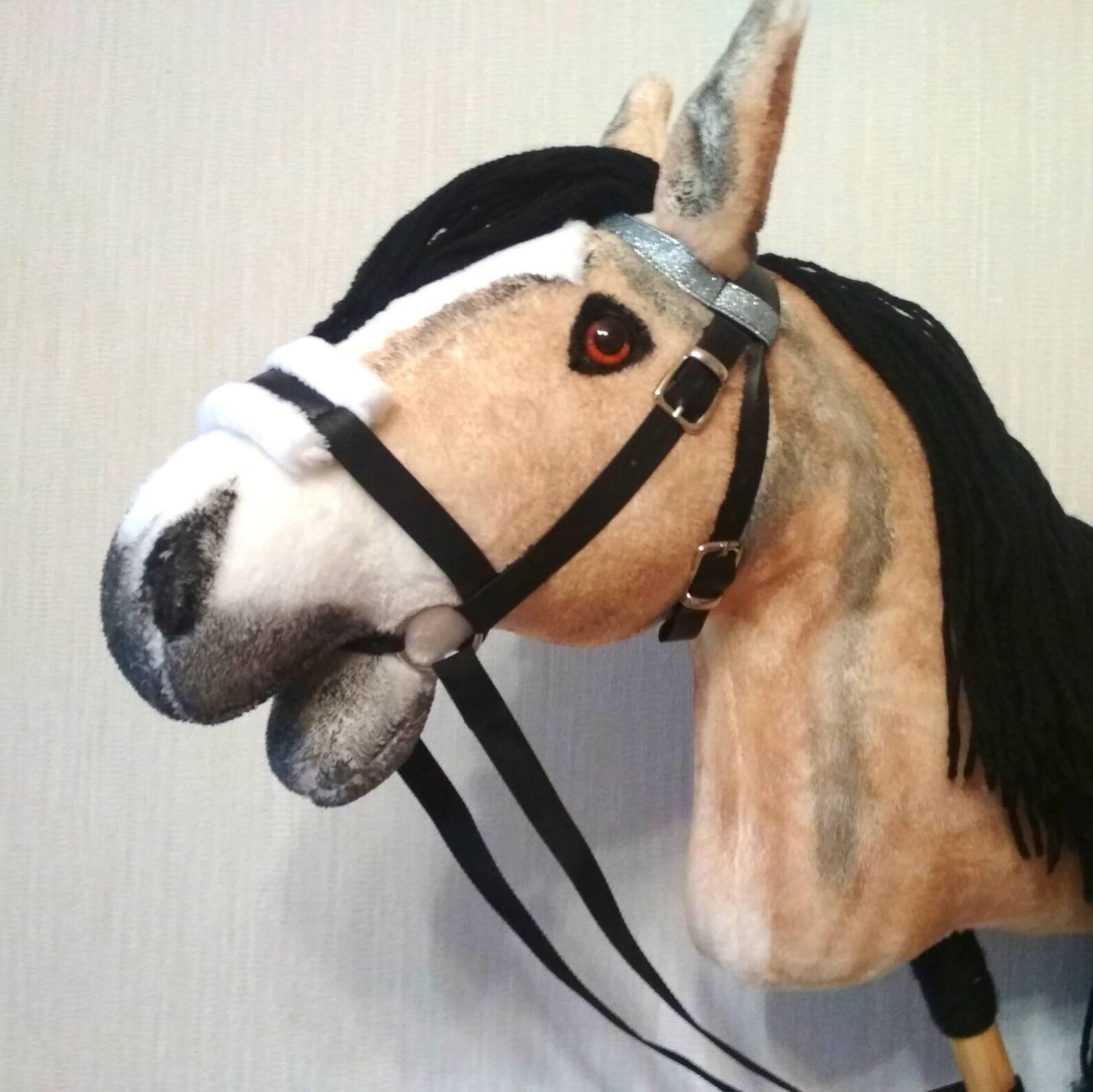 Realistic hobby horse on a stick with bridle Haflinger Etsy