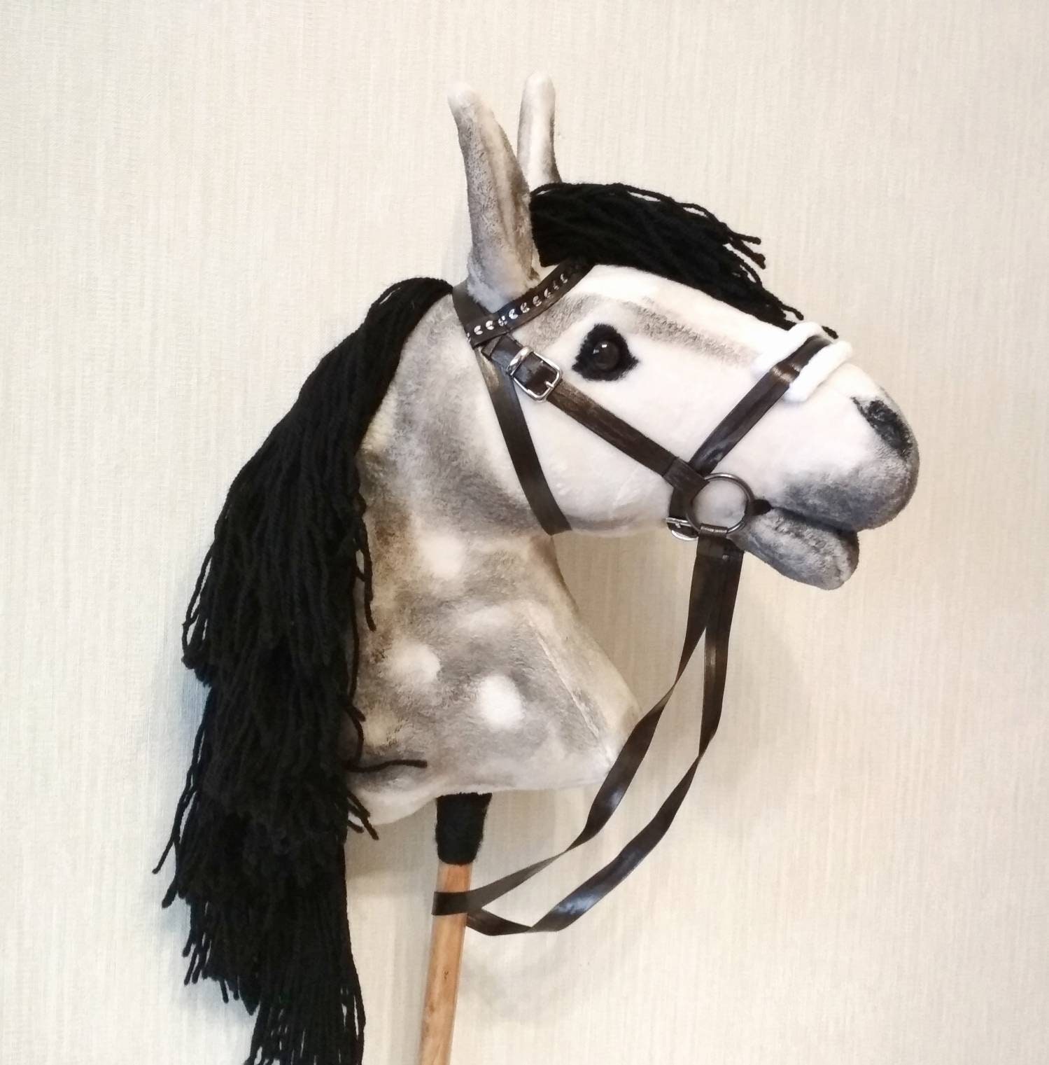 Realistic Dapple Hobby Horse on a Stick With Bridle Etsy UK