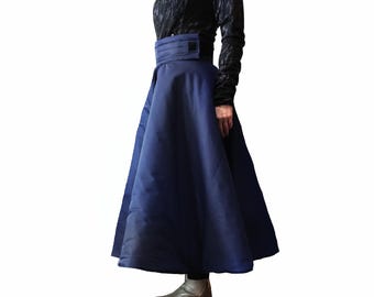 Equestrian riding skirt for women | Navy blue insulated winter skirt long