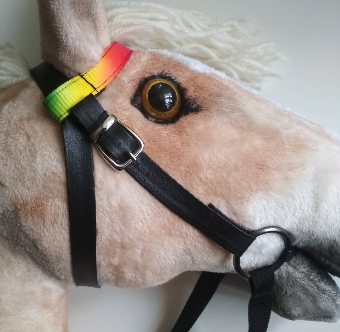 Black and rainbow Hobby horse bridle Bridle for hobby horse Etsy