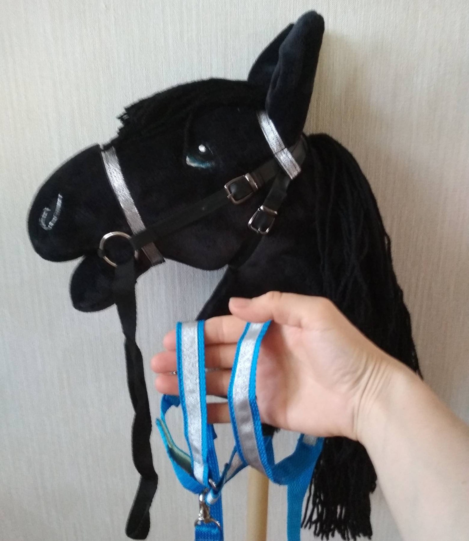 Friesian Hobby Horse Black Stick Horse with removable bridle Etsy