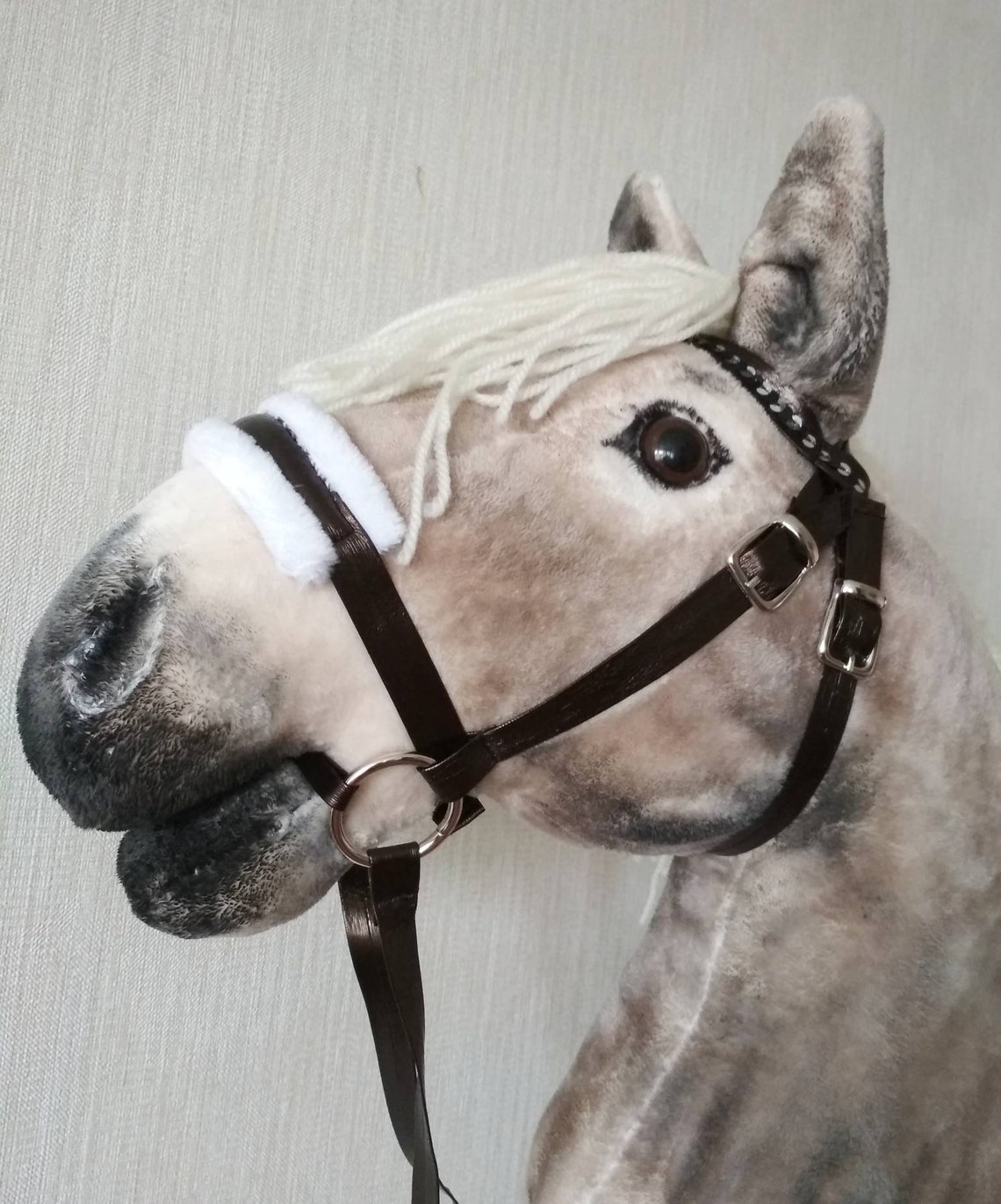 Realistic Hobby Horse on a Stick With Brown Bridle for Kids Etsy