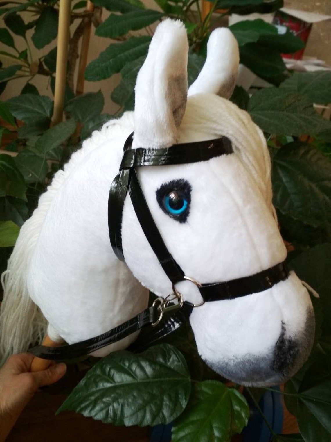 White Hobby Horse With Blue Eyes Steckenpferd Hobbypferd Etsy