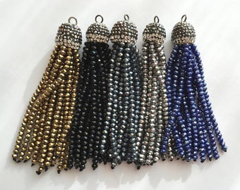 23 Colors, Crystal Tassels, Beaded Tassels, Bead Tassels Jewelry, Crystal Tassel, Pave Tassels, Tassels for Necklaces, Tassel Pendant