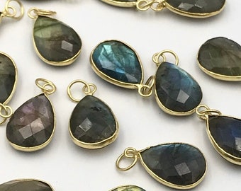 10x14mm Labradorite Charm, Labradorite Pendant, Teardrop Pendant, Faceted Labradorite, Gemstone Charm, Gemstone Pendant, Dainty Charm
