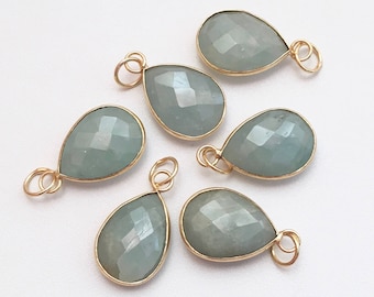 10x14mm Aquamarine Pendant, March Birthstone, Teardrop Pendant, Aquamarine Charm, Aquamarine Birthstone, Gemstone Charm, Gemstone Pendant