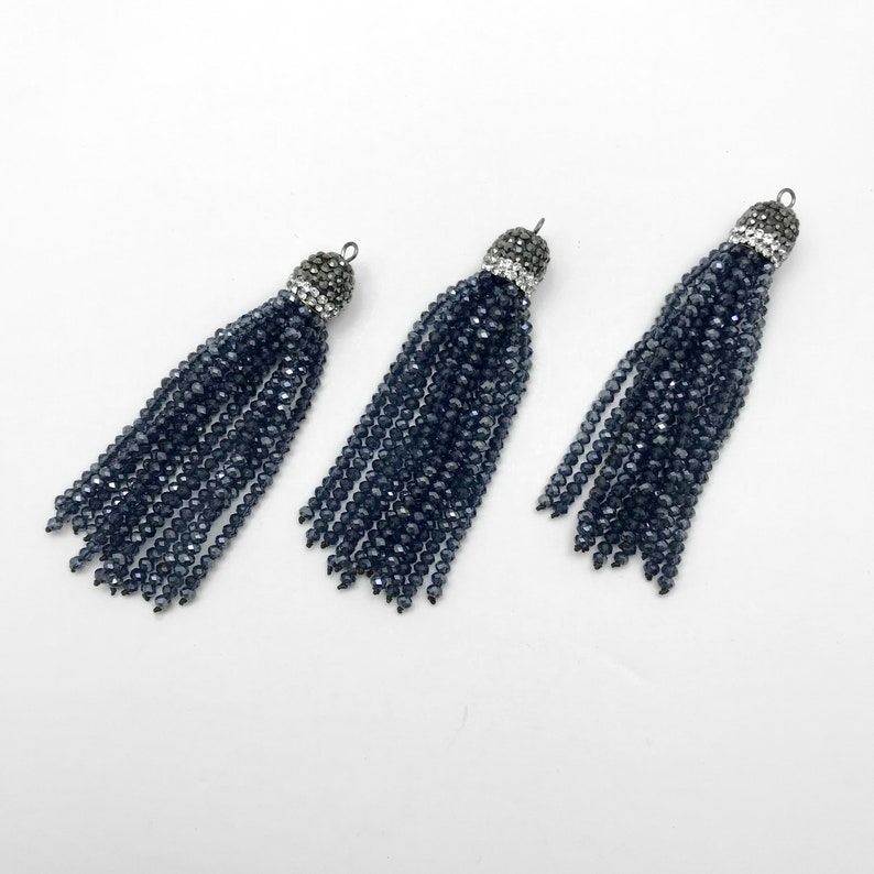 Crystal Tassels Montana Blue Blue Tassel Beaded Tassels Etsy