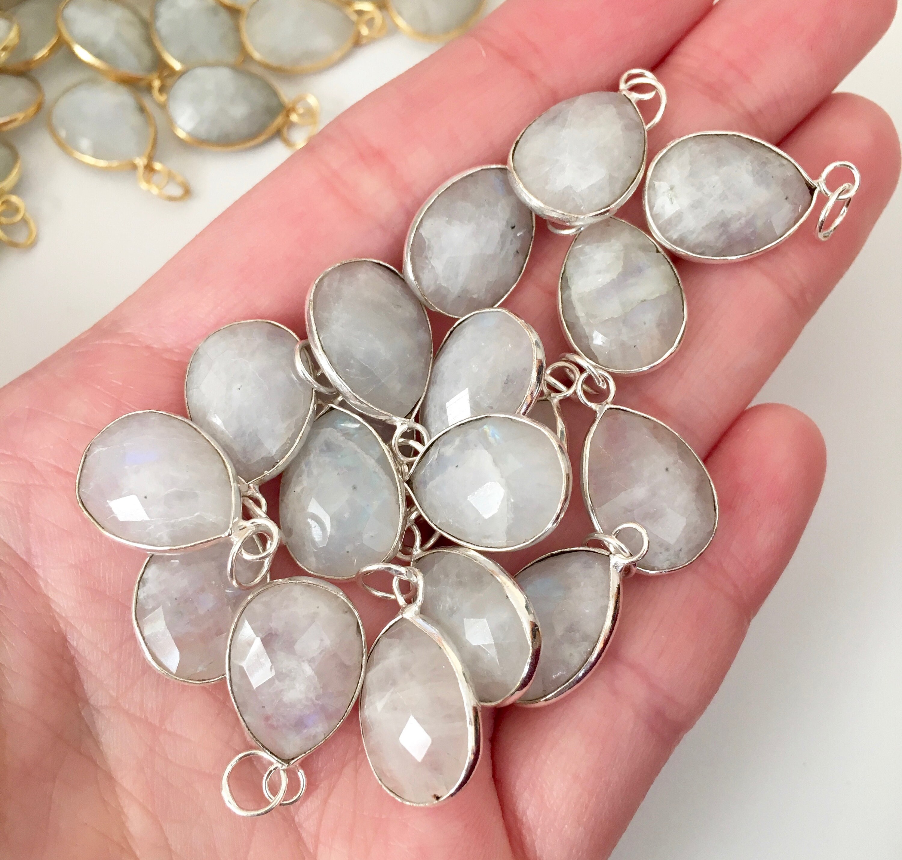 10x14mm Moonstone Moonstone Pendant Gemstone Pendant Bezel Etsy