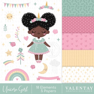 Papel Digital Afro Chica Arco Iris