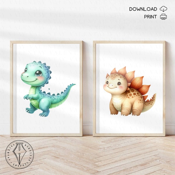Dinosaurs prints, nursery decor, baby boy room poster, printable wall art