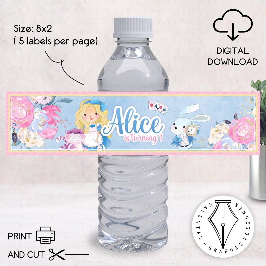 Alice Printable Water Bottle Label - Etsy