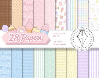 Sweets & Treats Digitaal Papier, cupcakes, donuts, snoep, Sprinkles, Snoep Digitaal Papier Waterverf