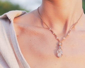 Herkimer Quartz Necklace - Macrame Healing Amulet - Herkimer Diamond Quartz - Genuine Raw Dainty Quartz Crystal - Herkimer Diamond Pendant