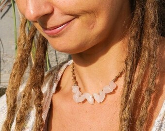 Rose Quartz Choker – Macrame Shamanic Necklace, Love Talisman
