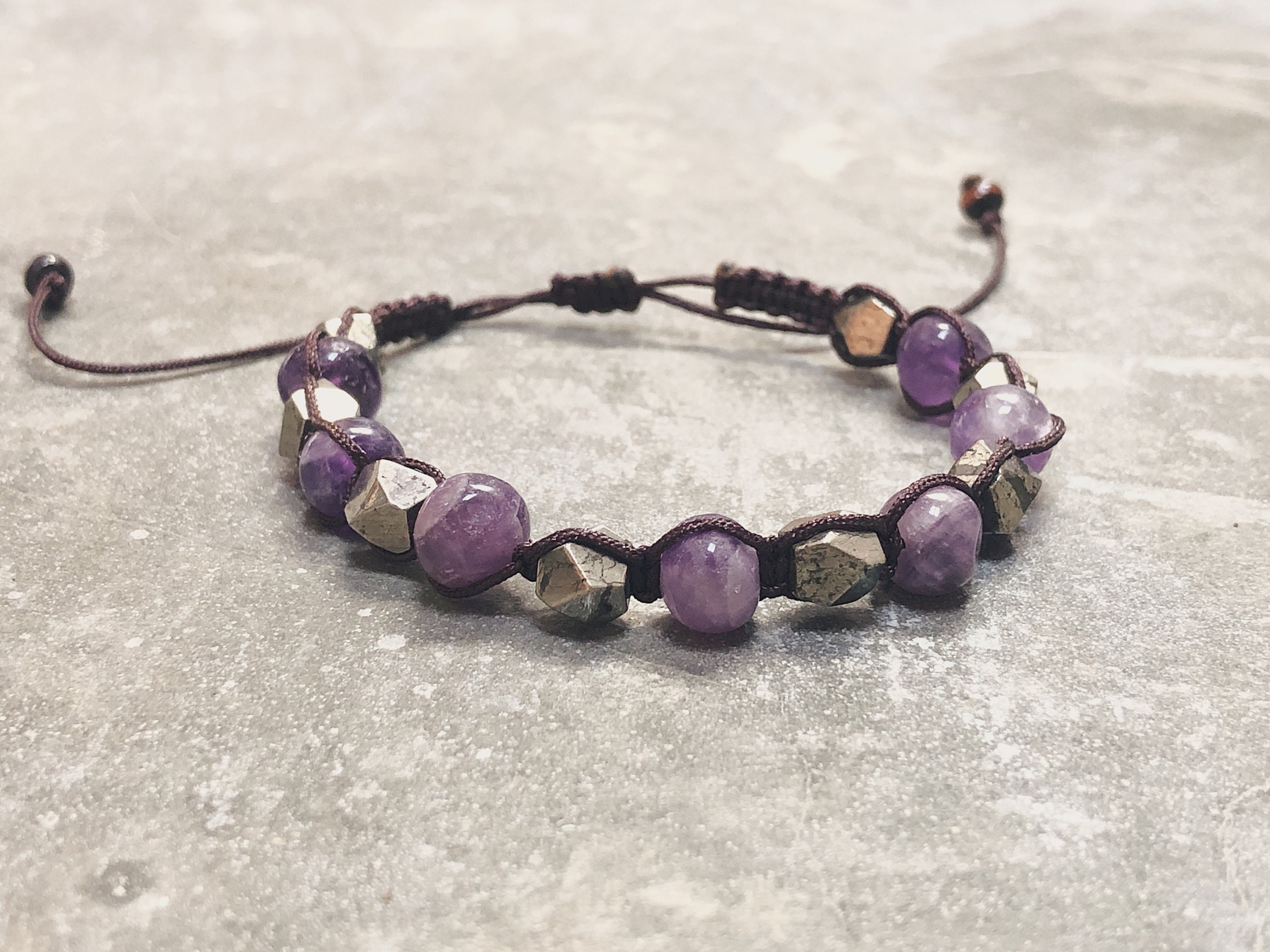 Amethyst Pyrite Bracelet Healing Bracelet Gemstone 