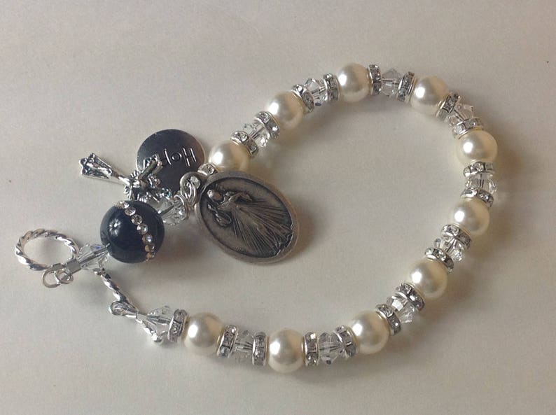 Catholic Rosary Bracelet Pearl Rosary Bracelet Catholic Etsy