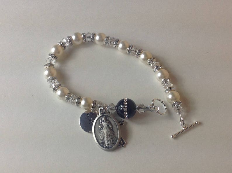 Catholic Rosary Bracelet Pearl Rosary Bracelet Catholic Etsy