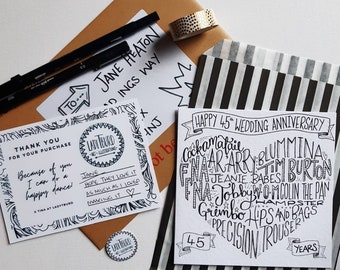 Personalised Word Art Card,  Handdrawn Lettering