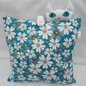 Fundas de cojín de margaritas con ribete o cara de gato 14 x 14" / 16 x 16" / 17 x 17" / 18 x 18" / 20 x 20" / 12 x 24" Para hogar y jardín