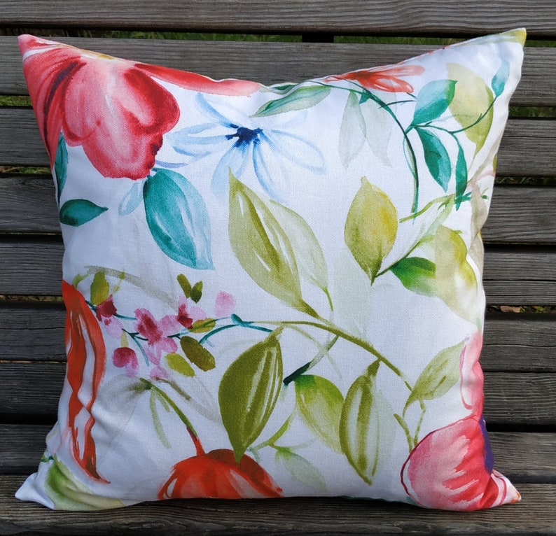 Bright floral print cotton cushion covers 17 x 17 Etsy