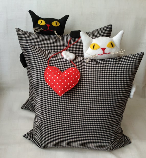 Cat Lovers Gift Cat Cushion Covers Black&white 16/16 Etsy