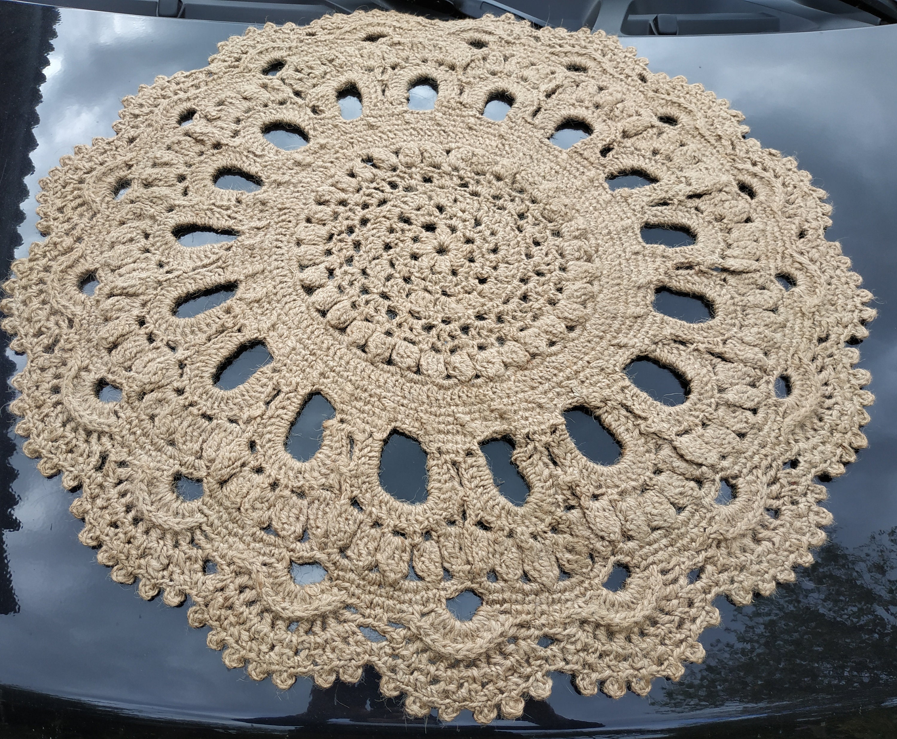 Organic jute crochet rug 26 inches in diameter Etsy