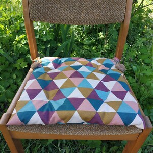 Cojines de silla con funda natural y relleno ecológico natural. Patrón triangular brillante. Bonita decoración para el hogar y el jardín.