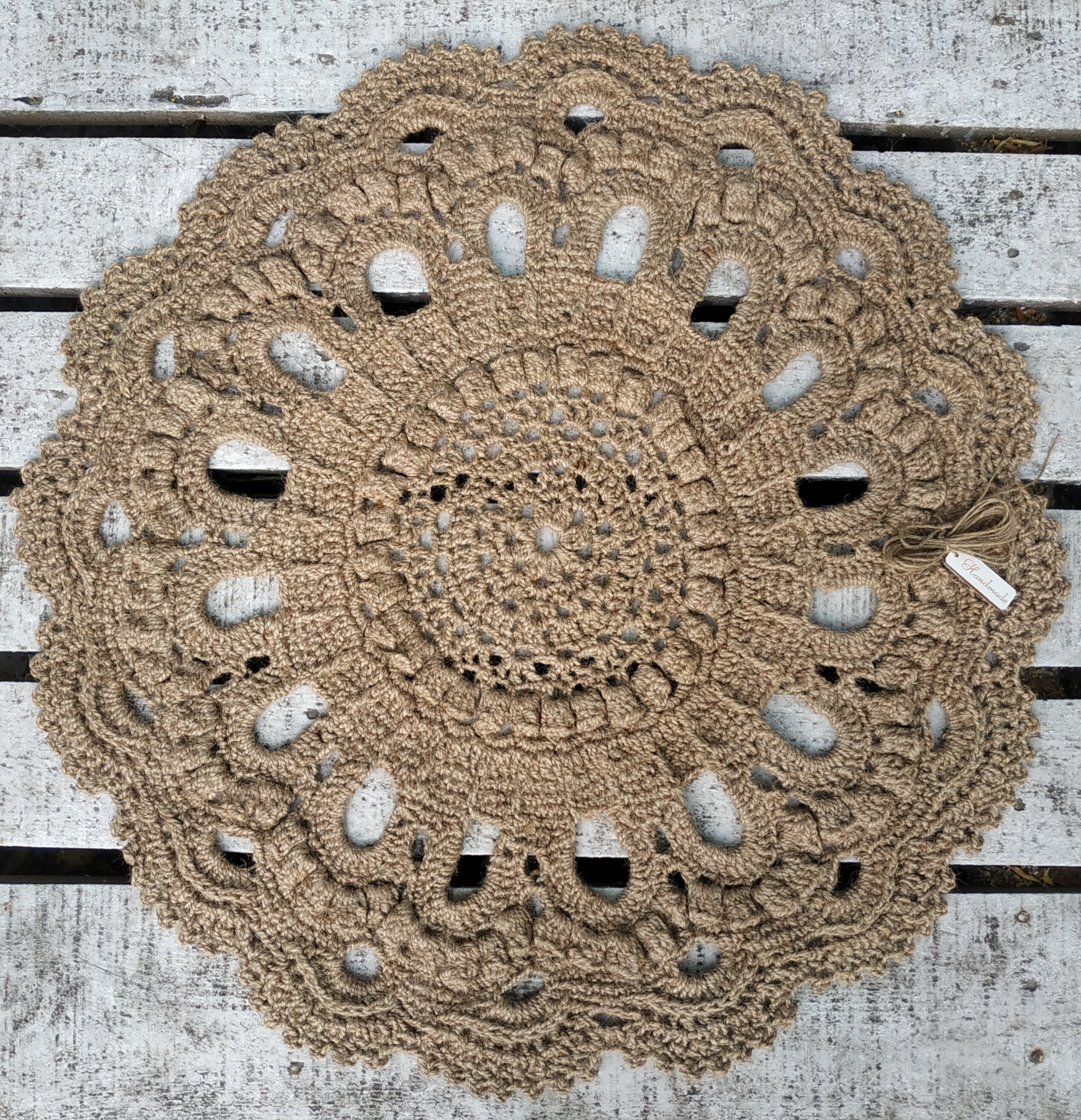 Organic jute crochet rug 24 and 26 inches in diameter Etsy