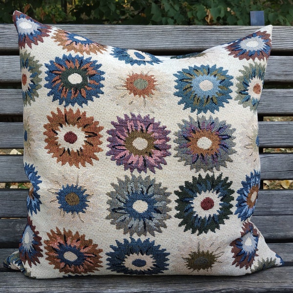 Tapestry floral daisy gerbera cushion covers 16 x 16"/ 16 x 24"/ 18 x 18"/ 20 x 20" Double-sided and with polyester like linen on the back