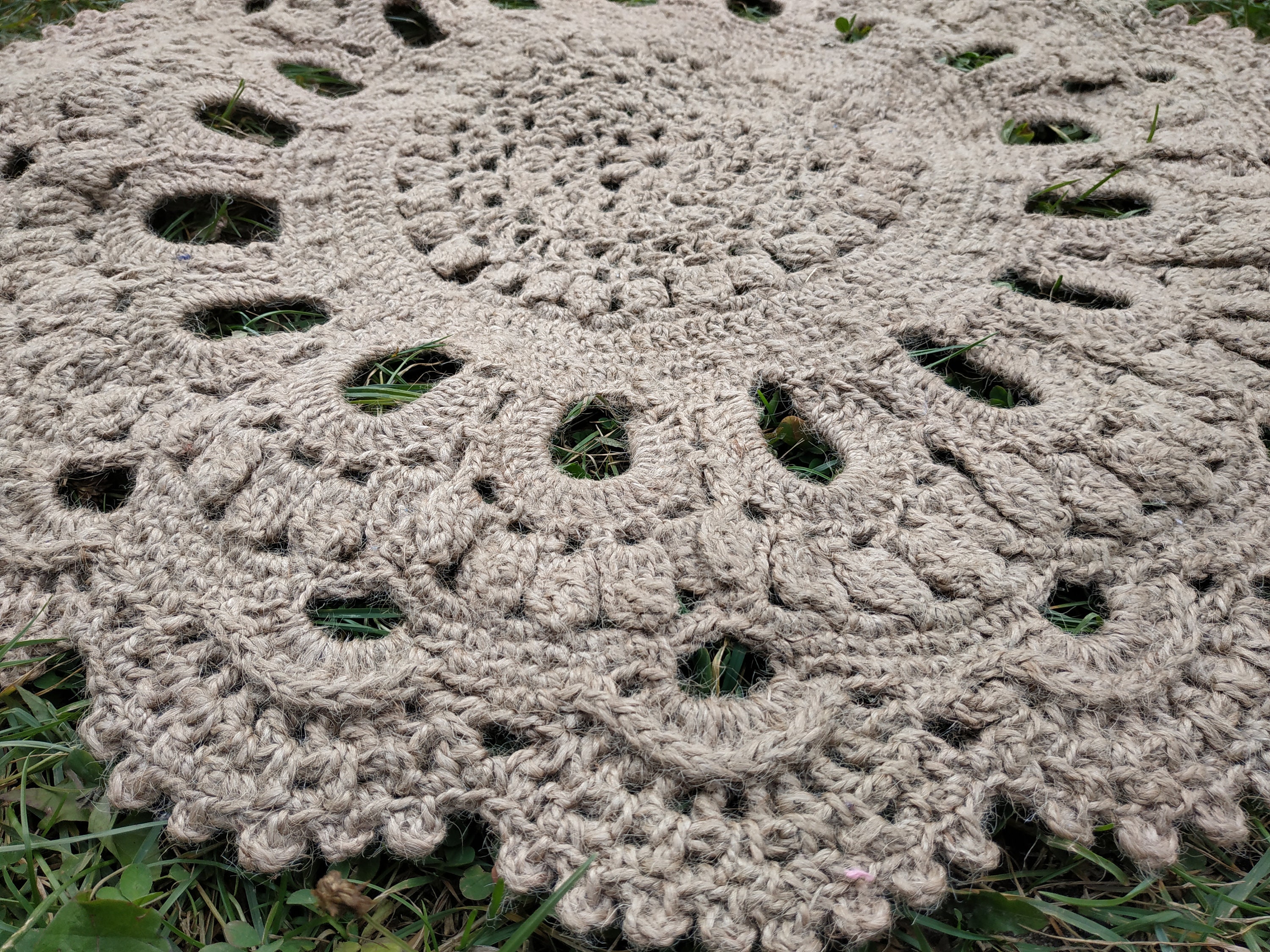 Organic jute crochet rug 26 inches in diameter Etsy