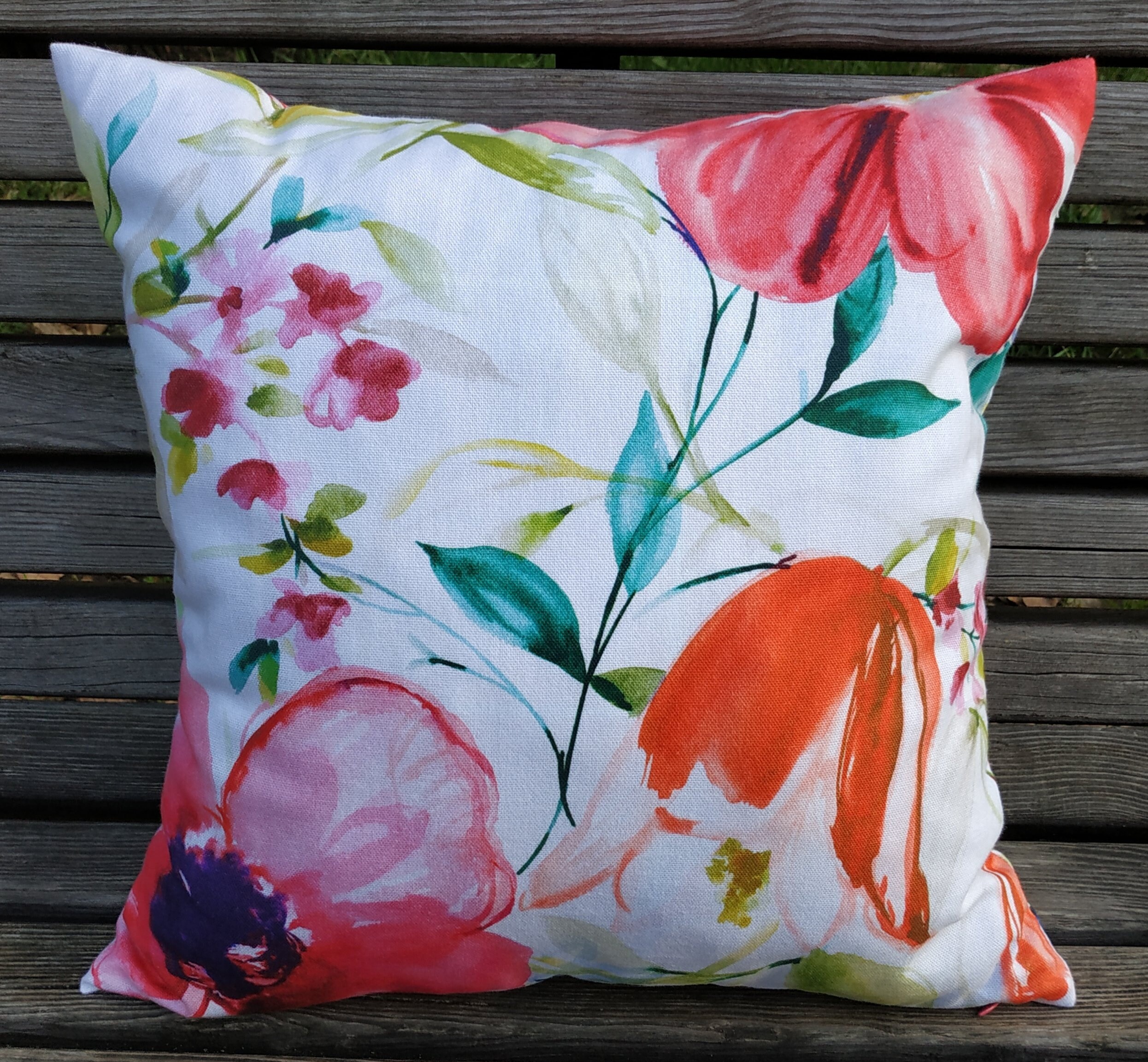 Bright floral print cotton cushion covers 17 x 17 Etsy