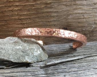 Copper Bracelet - Mens copper bracelet - Aggressively Textured Copper Cuff-Heavly Hammered Copper Bracelet-Polished Blacelet