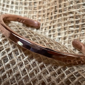 Copper bracelet Lightly Hammered Cuff-Hammered Bracelet-Hammered Flat Copper Cuff Father's Day image 1
