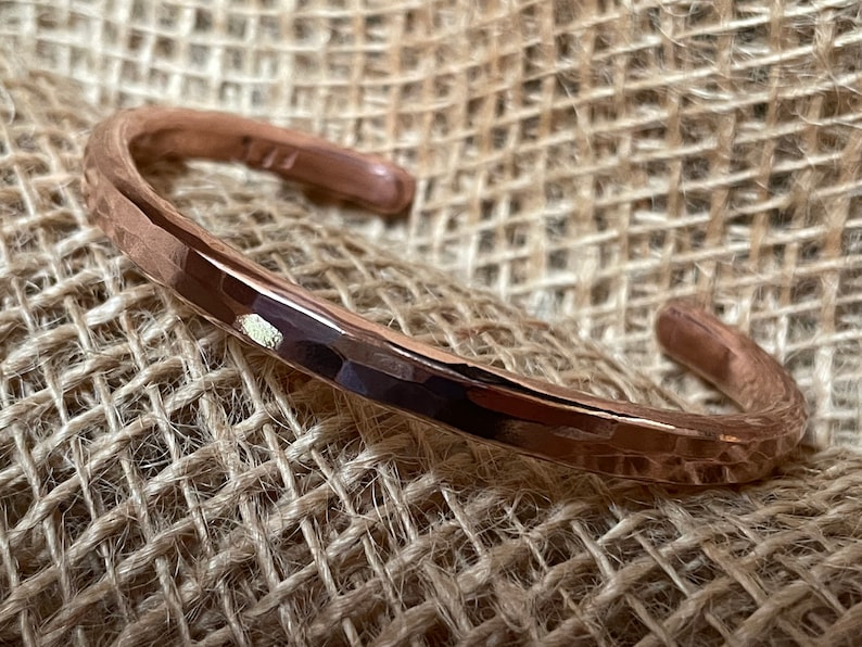 Copper bracelet Lightly Hammered Cuff-Hammered Bracelet-Hammered Flat Copper Cuff Father's Day image 1