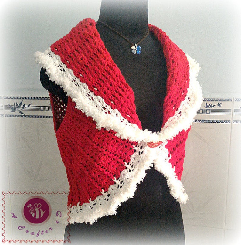 Crocheted Christmas shawl circollar vest free worldwide Etsy