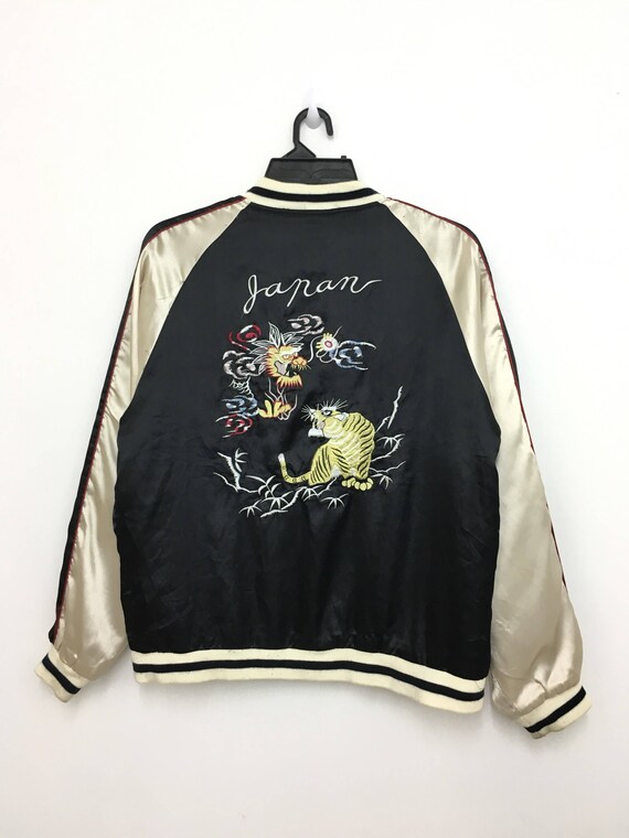 Vintage SUKAJAN Jacket Japan Embroidery Souvenir Tiger