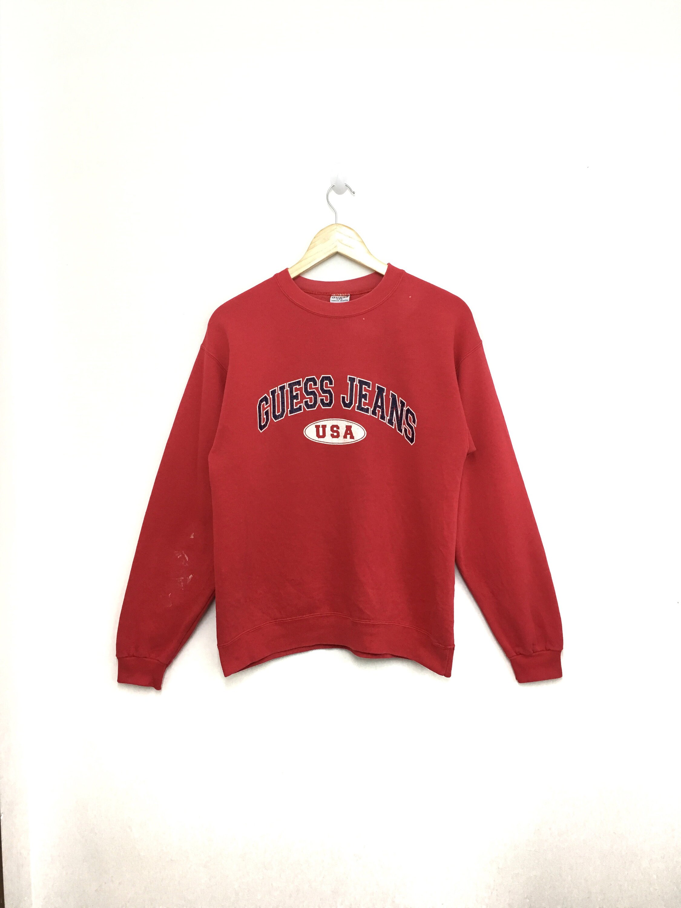 Red Guess Sweatshirt - Etsy