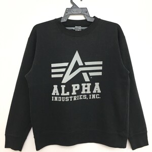 Sale ALPHA INDUSTRIES Inc Sweatshirt Pullover Medium Size Black Color image 1