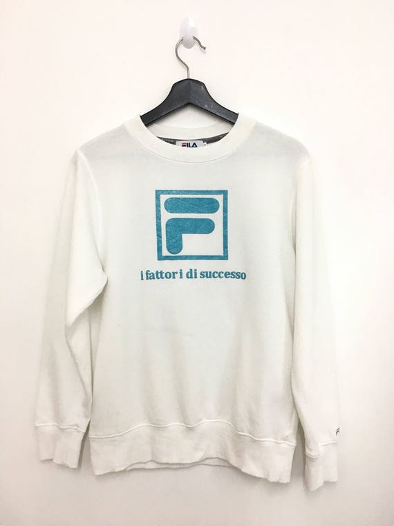Vintage FILA Sweater Sweatshirt Big Logo White Col