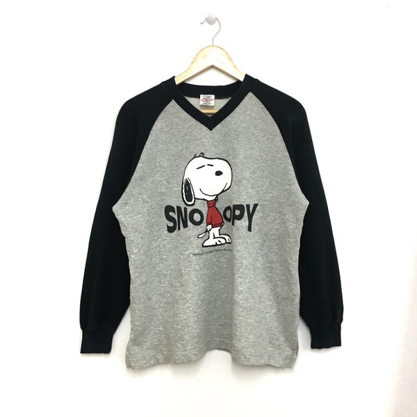 Soldes !! vintage SNOOPY Peanuts sweat-shirt à manches longues pull taille moyenne bloc de couleur