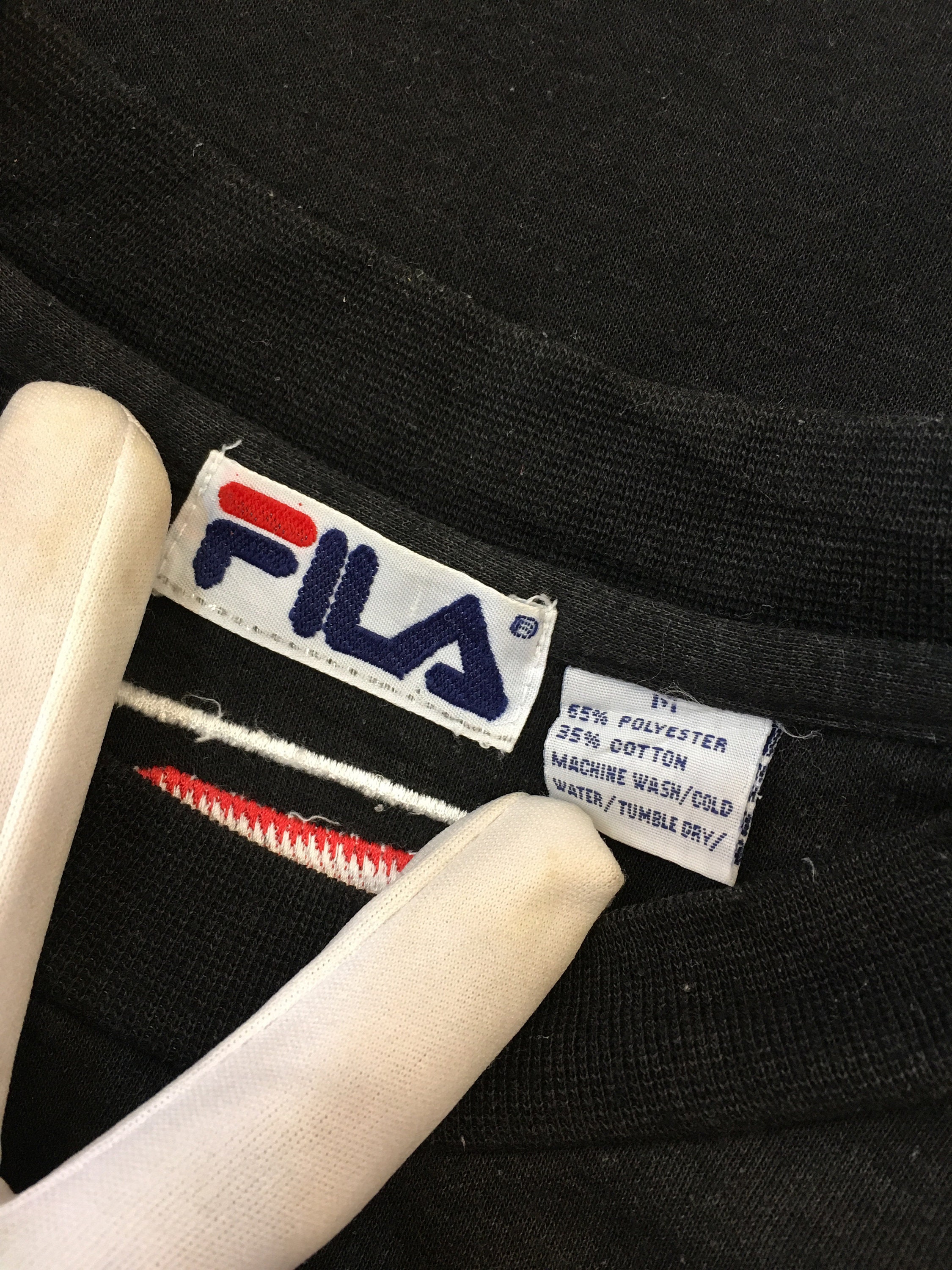 Rare Vintage FILA Tshirt Big Logo Spellout Black Color Medium Size