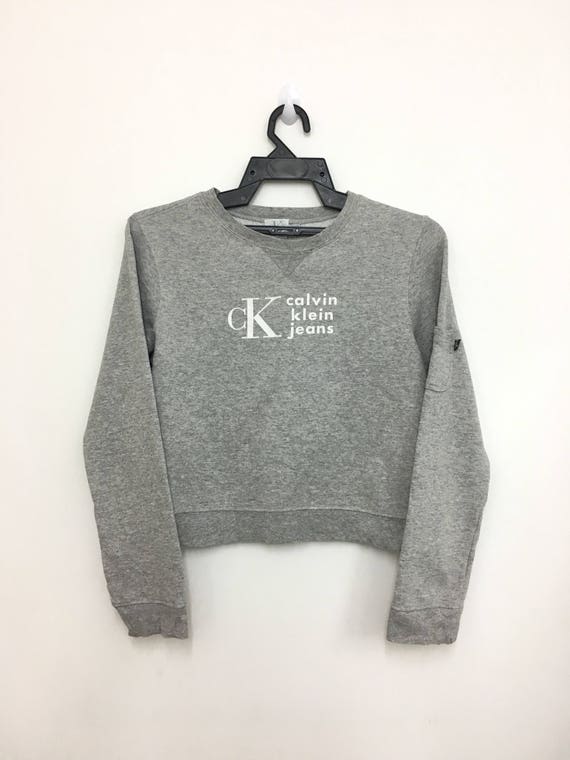 Calvin klein retro logo cropped sweatshirt hot sale