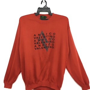 Sale!! ANRICO VALENTINO Sweatshirt Jumper Medium Size Orange Color