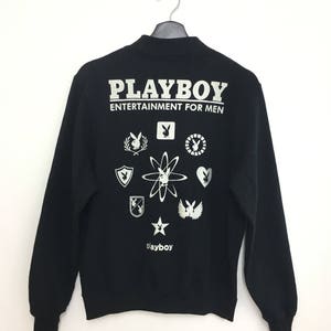 Rare!! PLAYBOY Sweatshirt Spellout Big Logo Half Zipper Medium Size on tag